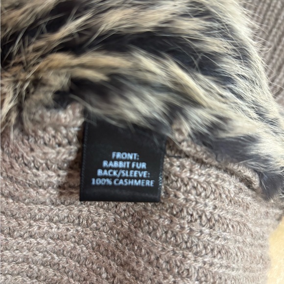 Quinn light brown rabbit fur and cashmere cardigan size SMALL - Picture 7 of 7